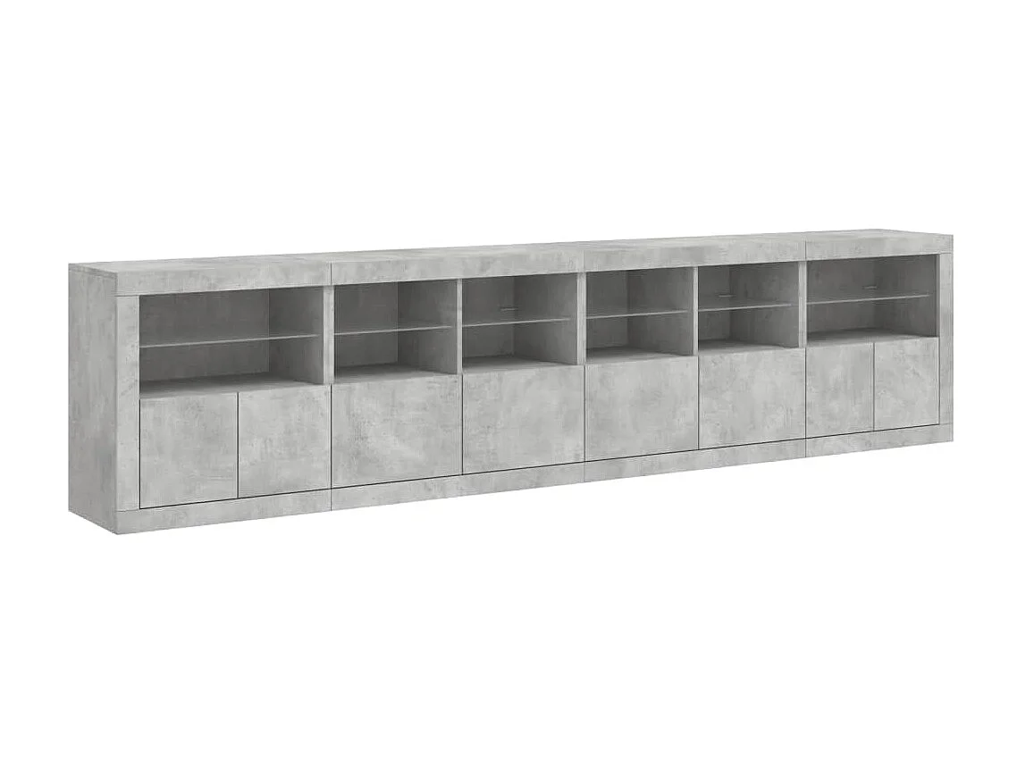 Sideboard mit LED-Leuchten - Anrichte Betongrau 283x37x67 cm -RM27296