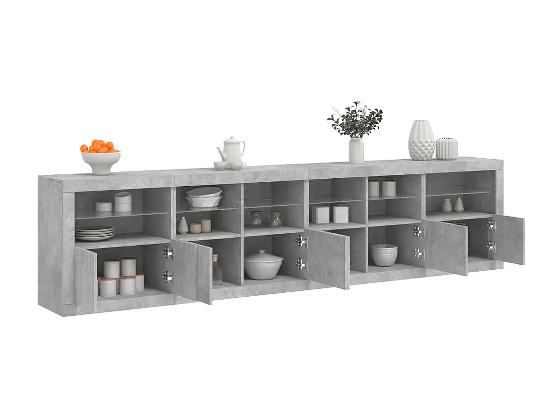 Sideboard mit LED-Leuchten - Anrichte Betongrau 283x37x67 cm -RM27296
