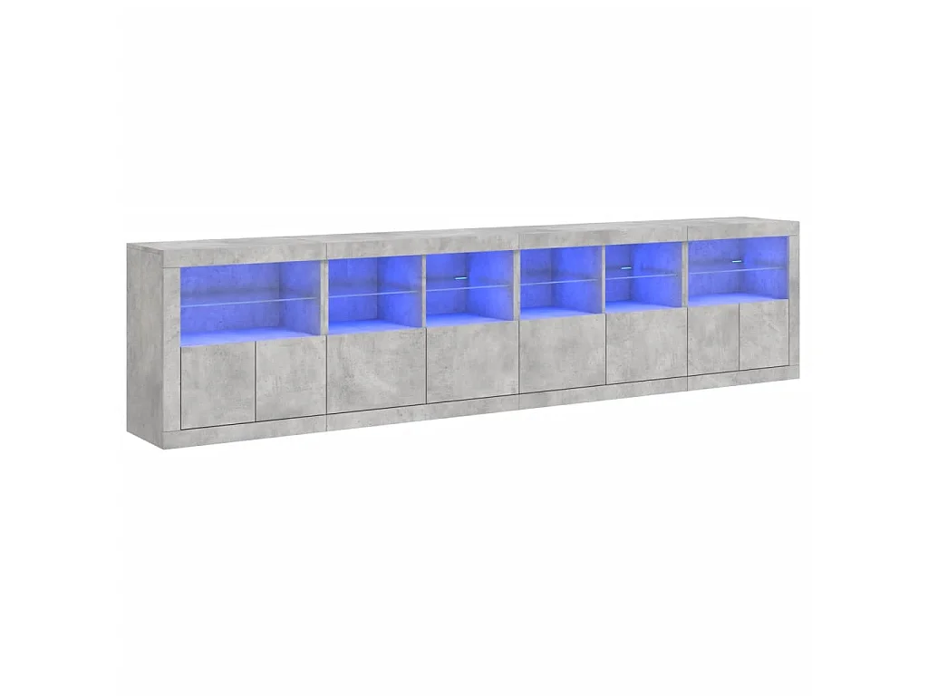 Sideboard mit LED-Leuchten - Anrichte Betongrau 283x37x67 cm -RM27296