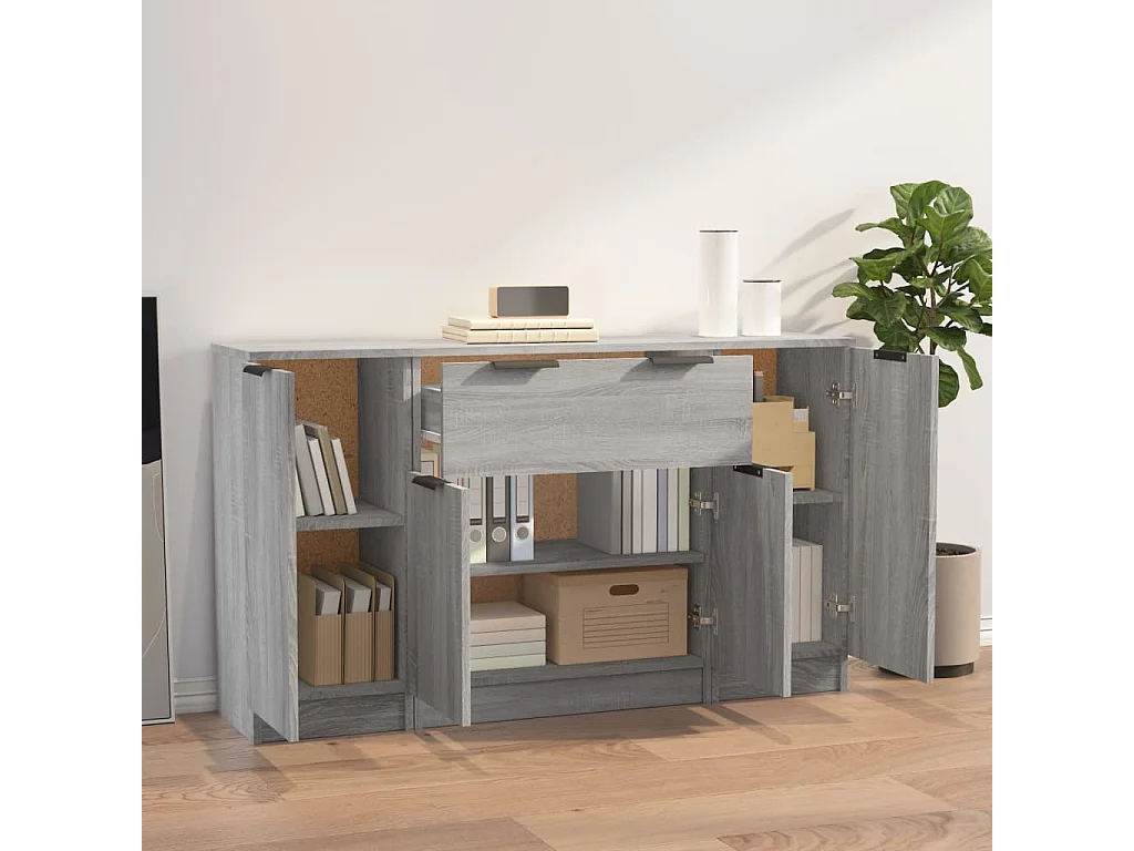 Sideboards Grau im 3er-Set Anrichten Sonoma Holzwerkstoff -RM77425