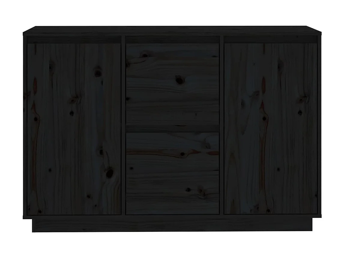 Sideboard Schwarz Anrichte 111x34x75 cm Massivholz Kiefer -RM45343