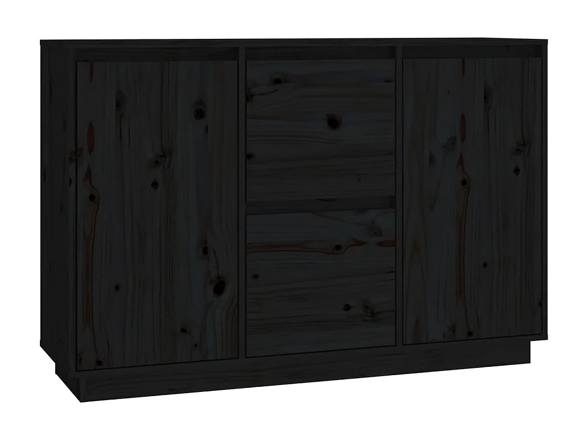 Sideboard Schwarz Anrichte 111x34x75 cm Massivholz Kiefer -RM45343