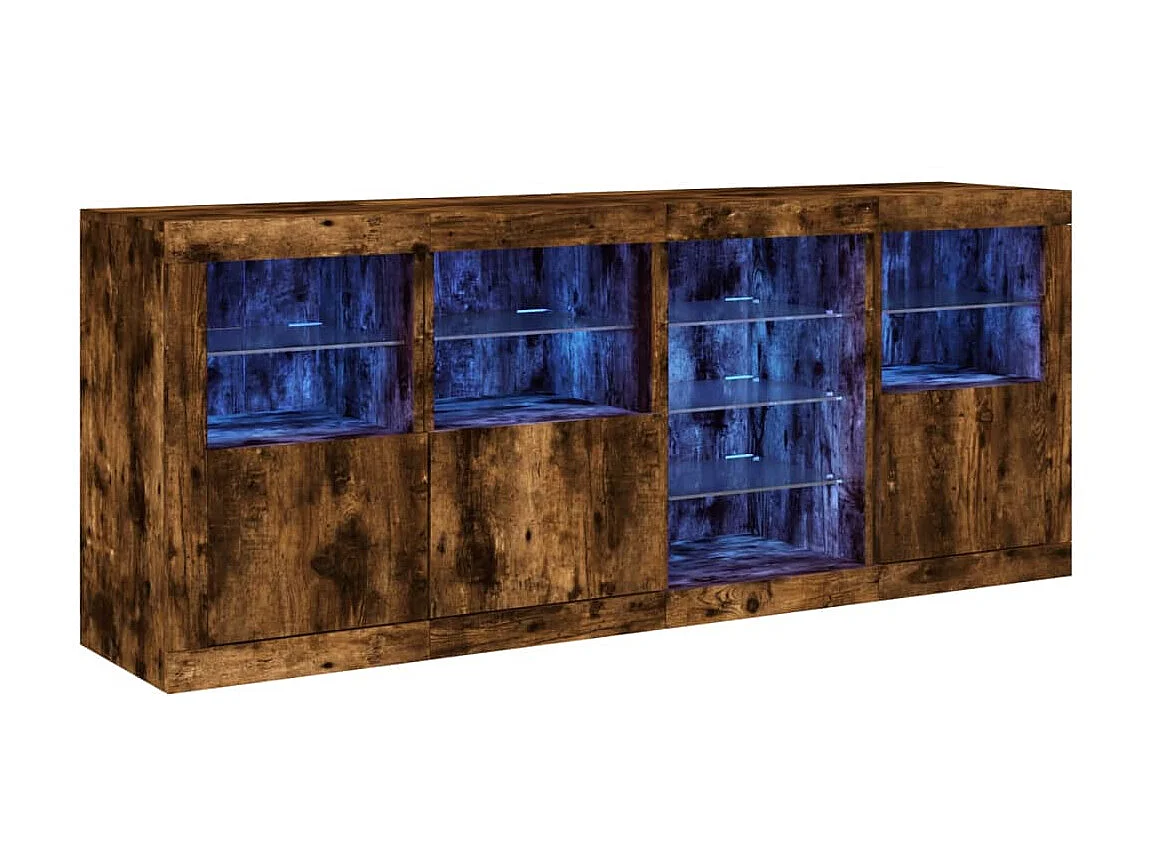 Sideboard mit LED-Leuchten Anrichte Räuchereiche 164x37x67 cm -RM45670