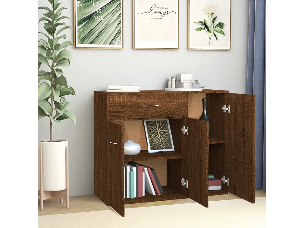 Sideboard Lowboard - Braun Eiche-Optik 88x30x70 cm Holzwerkstoff -RM61878