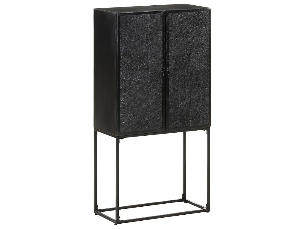 Sideboard Schwarz Anrichte 60x30x120 cm Massivholz Akazie und Mango -RM52510