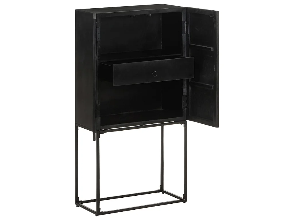 Sideboard Schwarz Anrichte 60x30x120 cm Massivholz Akazie und Mango -RM52510