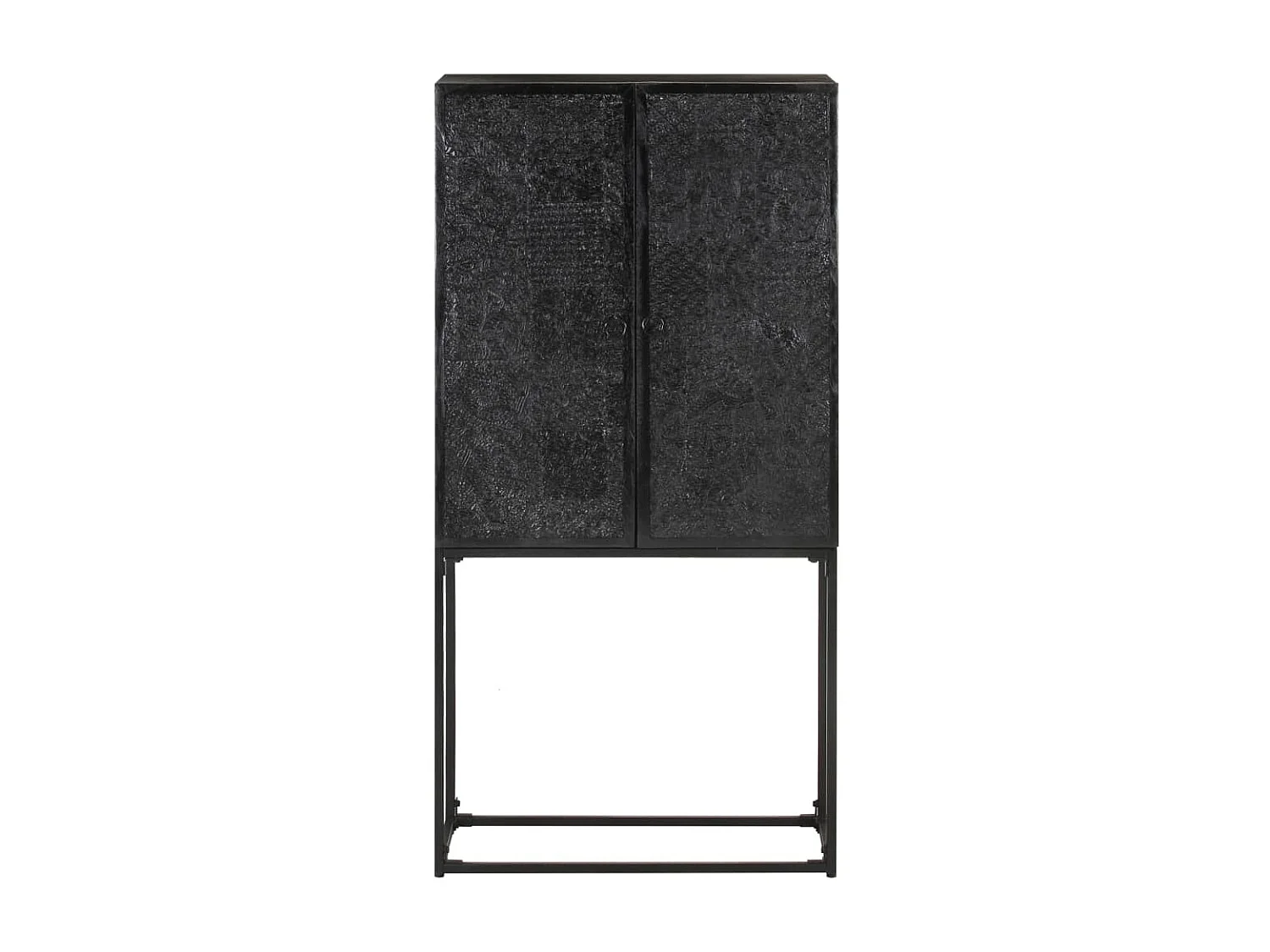 Sideboard Schwarz Anrichte 60x30x120 cm Massivholz Akazie und Mango -RM52510