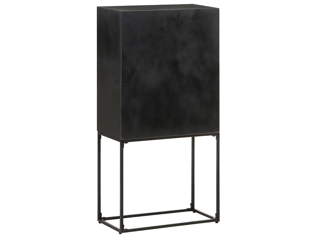 Sideboard Schwarz Anrichte 60x30x120 cm Massivholz Akazie und Mango -RM52510