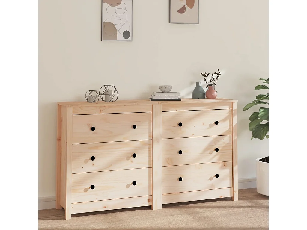 Sideboard Anrichte - 140x35x80 cm Massivholz Kiefer -RM67666