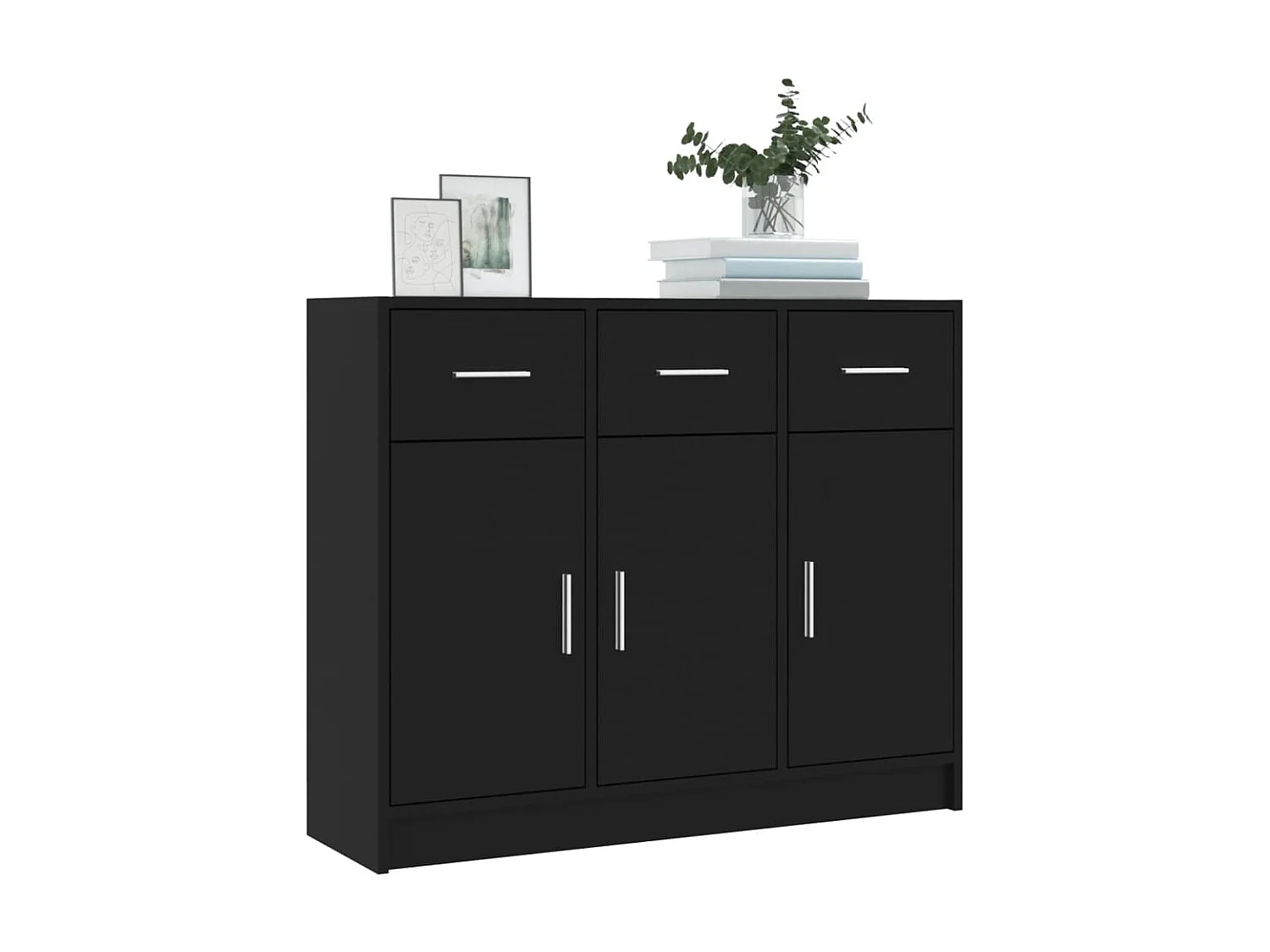 Sideboard Schwarz Anrichte 91x28x75 cm Holzwerkstoff -RM91581
