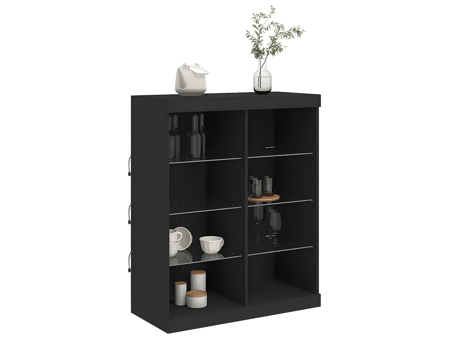 Sideboard mit LED-Leuchten Anrichte Schwarz 81x37x100 cm -RM47333