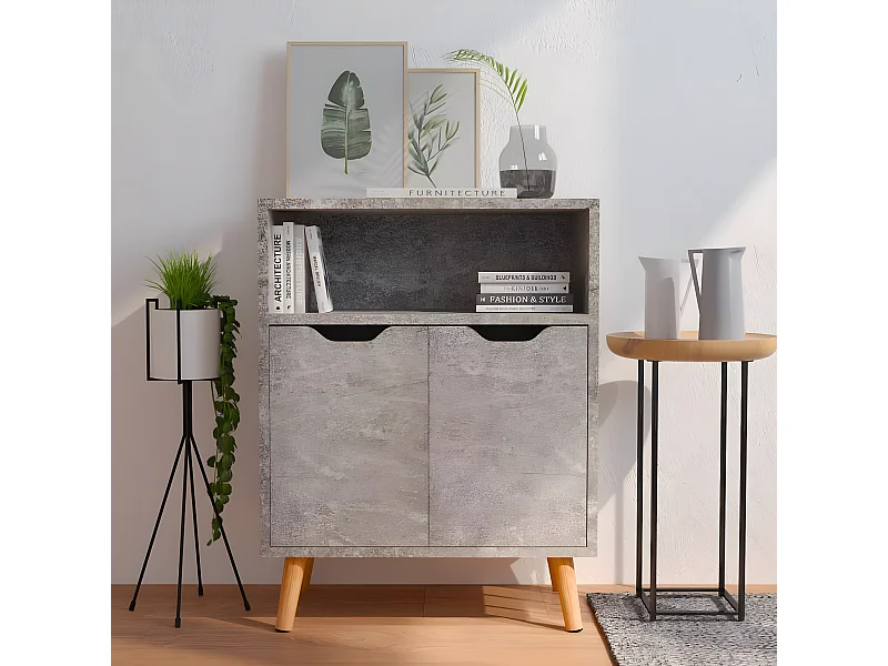 Sideboard Lowboard - Betongrau 60x30x72 cm Holzwerkstoff -RM97567