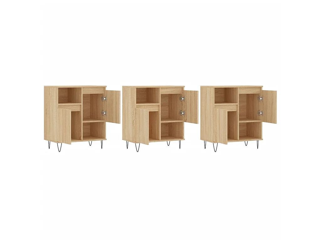 Sideboards im 3er-Set Lowboards Sonoma-Eiche Holzwerkstoff -RM45446