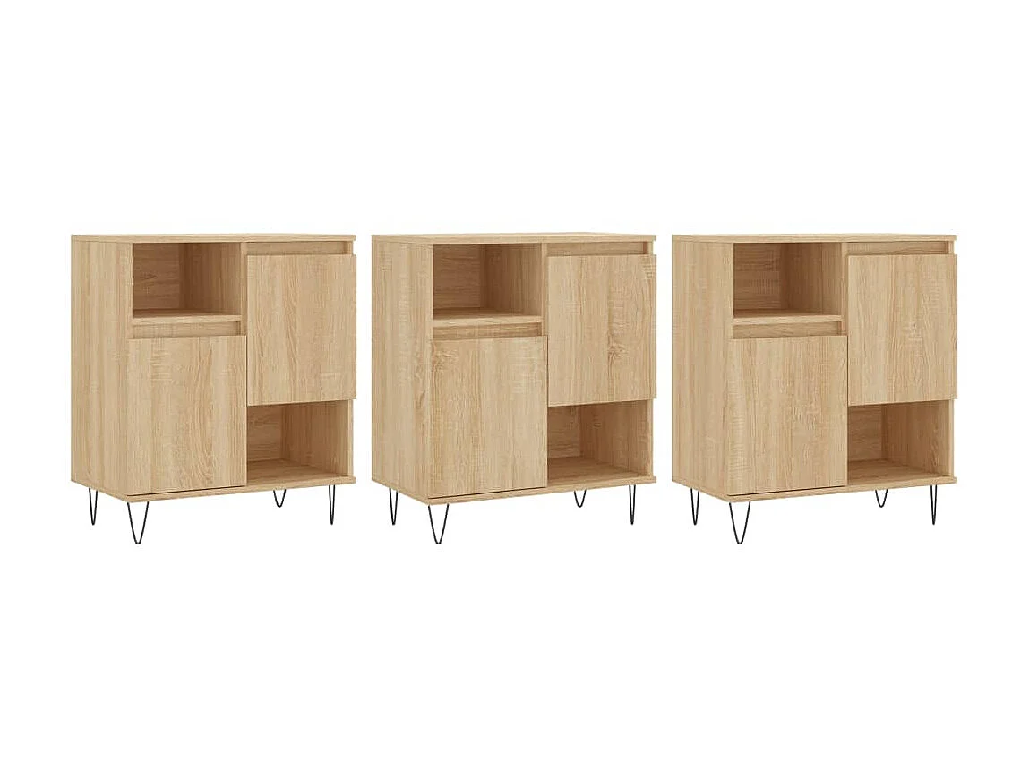 Sideboards im 3er-Set Lowboards Sonoma-Eiche Holzwerkstoff -RM45446