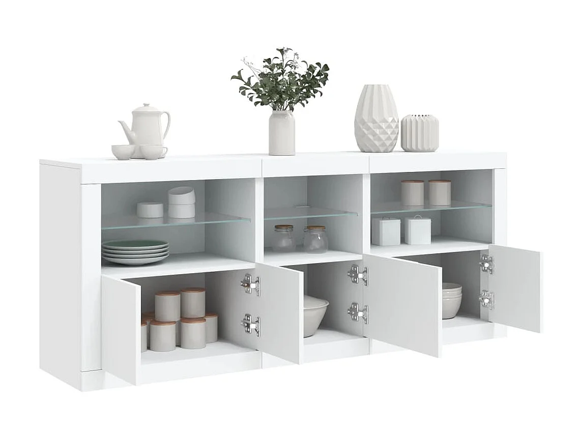 Sideboard mit LED-Leuchten Anrichte Weiß 162x37x67 cm -RM51291
