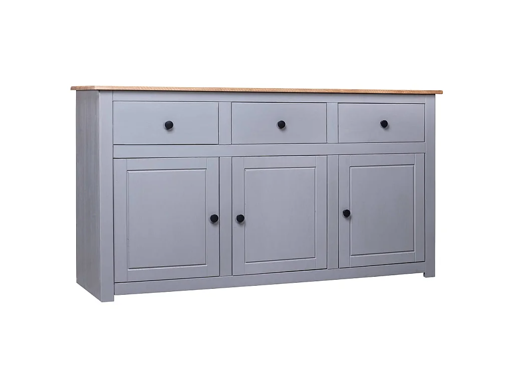 Sideboard Grau - Lowboard 135x40x80 cm Kiefernholz Panama -RM23294