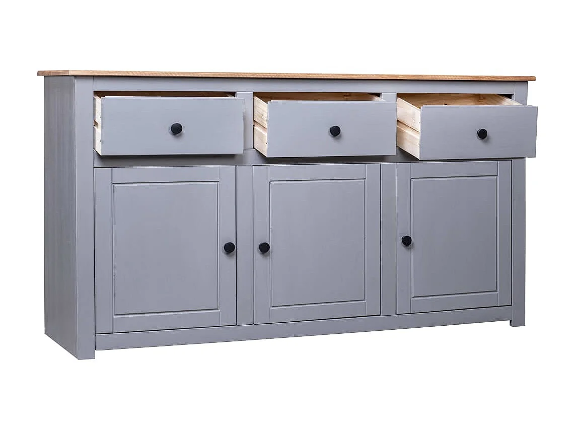 Sideboard Grau - Lowboard 135x40x80 cm Kiefernholz Panama -RM23294