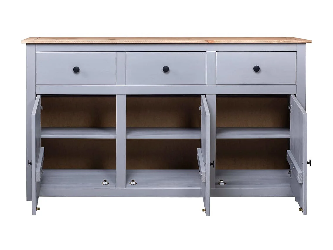 Sideboard Grau - Lowboard 135x40x80 cm Kiefernholz Panama -RM23294