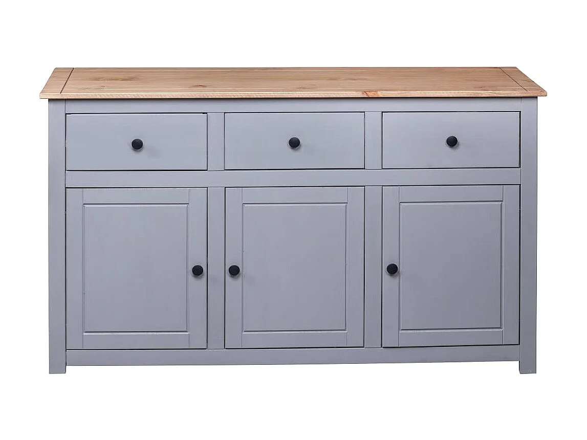 Sideboard Grau - Lowboard 135x40x80 cm Kiefernholz Panama -RM23294
