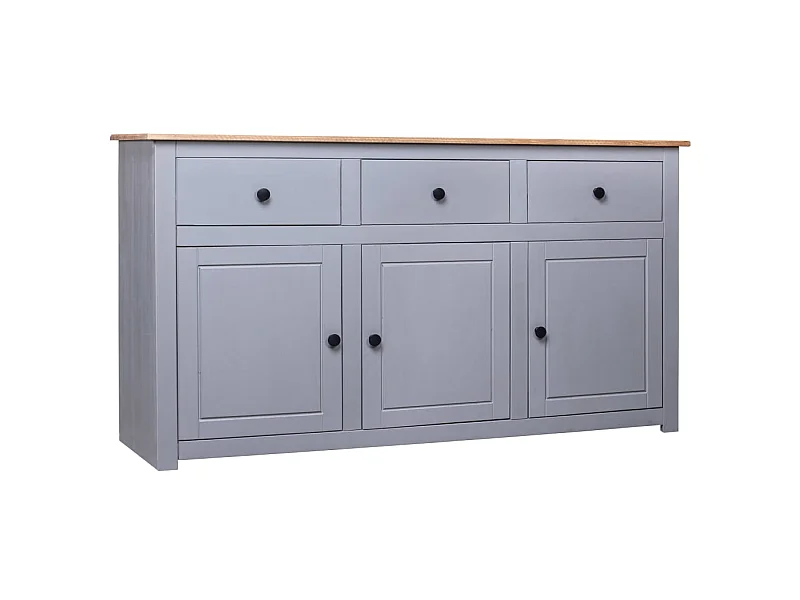 Sideboard Grau - Lowboard 135x40x80 cm Kiefernholz Panama -RM23294