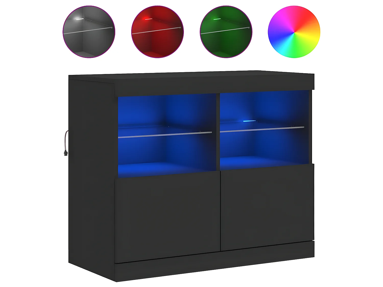 Sideboard mit LED-Leuchten Anrichte Schwarz 81x37x67 cm -RM82482