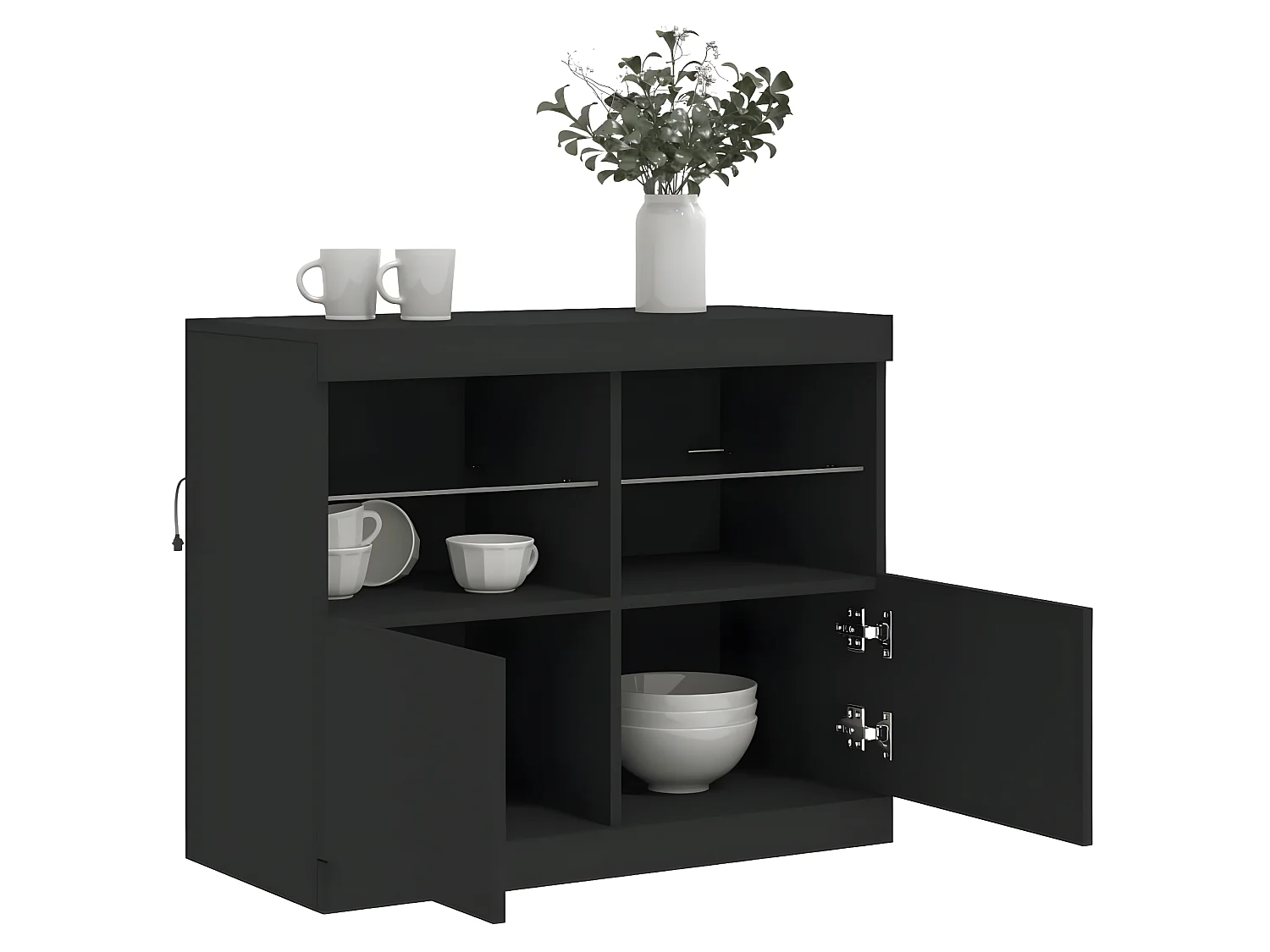 Sideboard mit LED-Leuchten Anrichte Schwarz 81x37x67 cm -RM82482