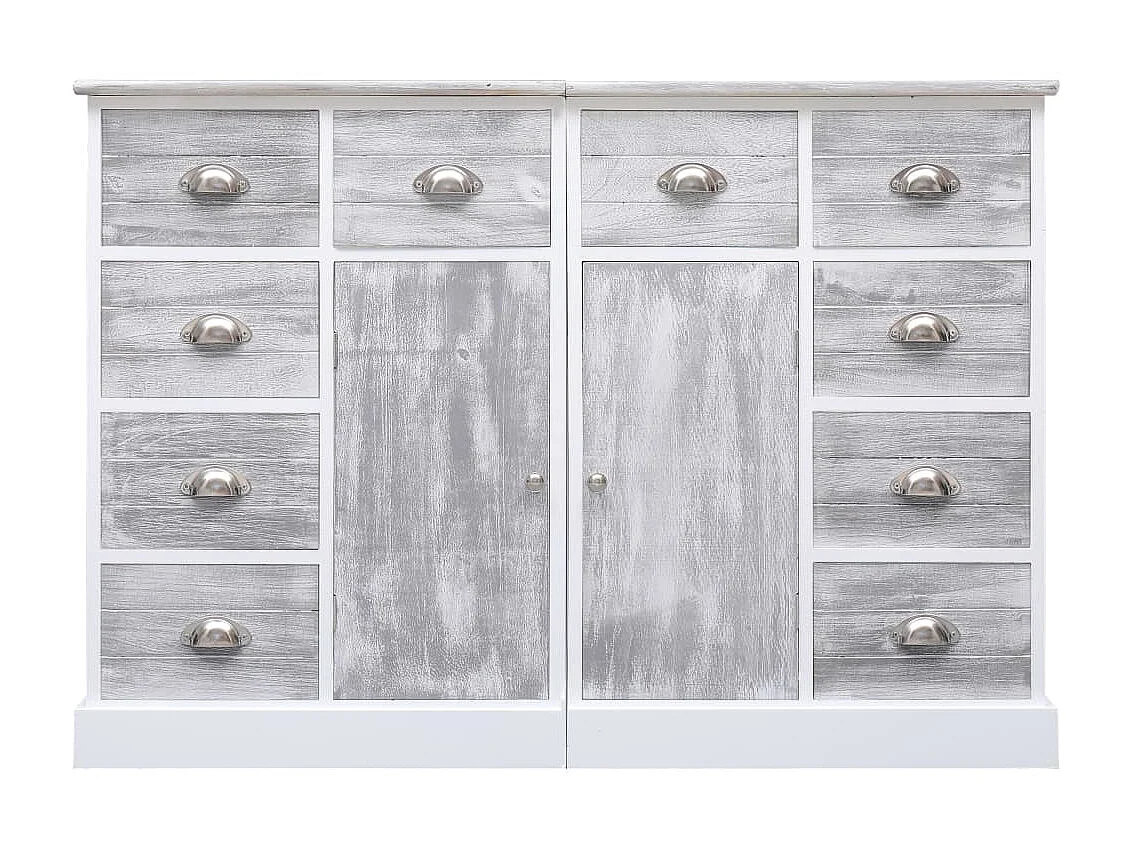 Sideboard Anrichte mit 10 Schubladen Grau 113x30x79 cm Holz -RM33567