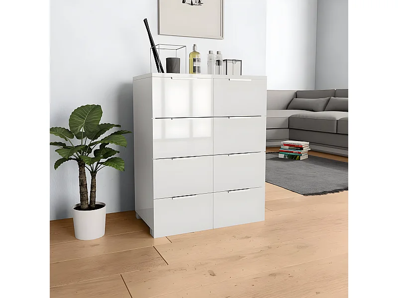 Sideboard Lowboard - Hochglanz-Weiß 60x35x80 cm Holzwerkstoff -RM70905