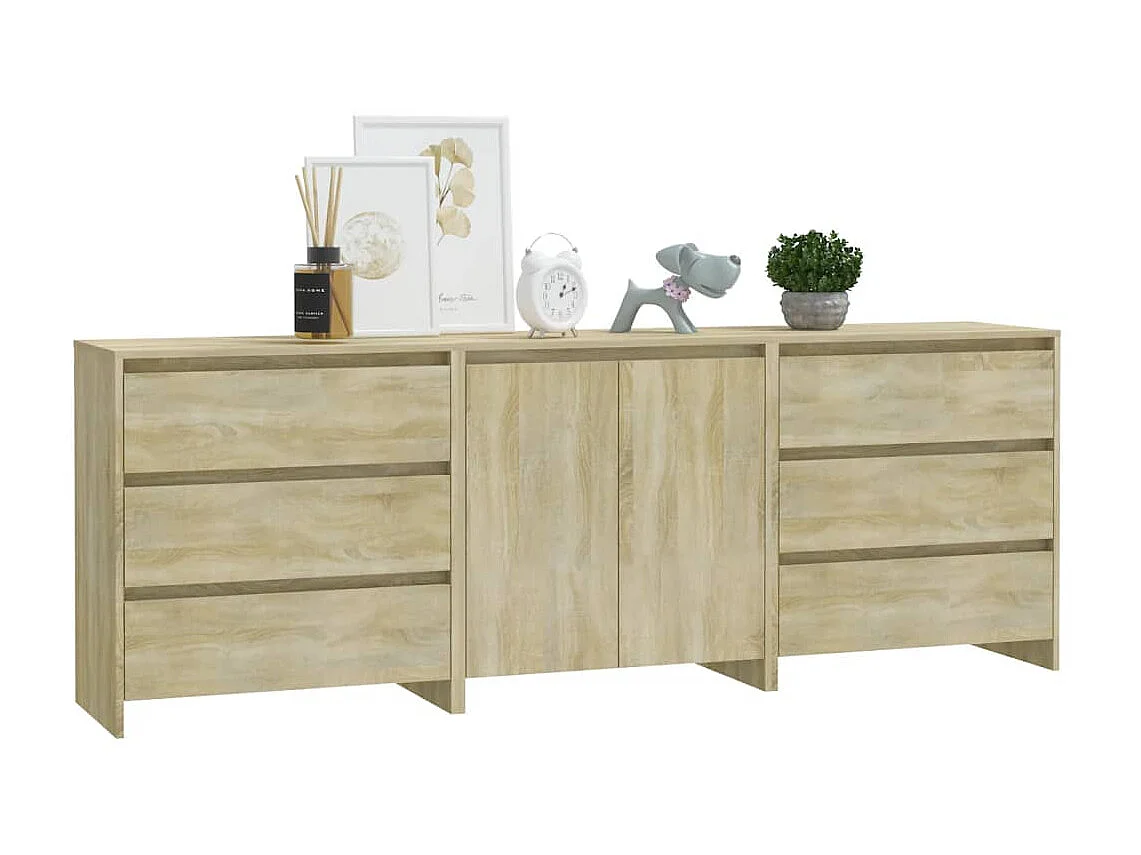 3-tlg. Sideboard Anrichte Sonoma-Eiche Holzwerkstoff -RM76550