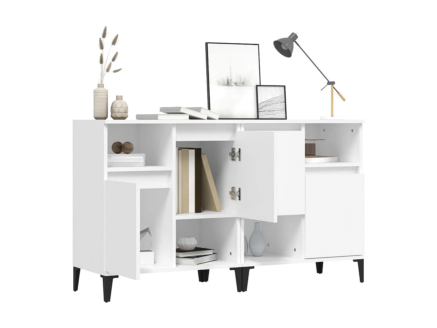 Sideboards im 2er-Set Lowboards Weiß 60x35x70 cm Holzwerkstoff -RM10539