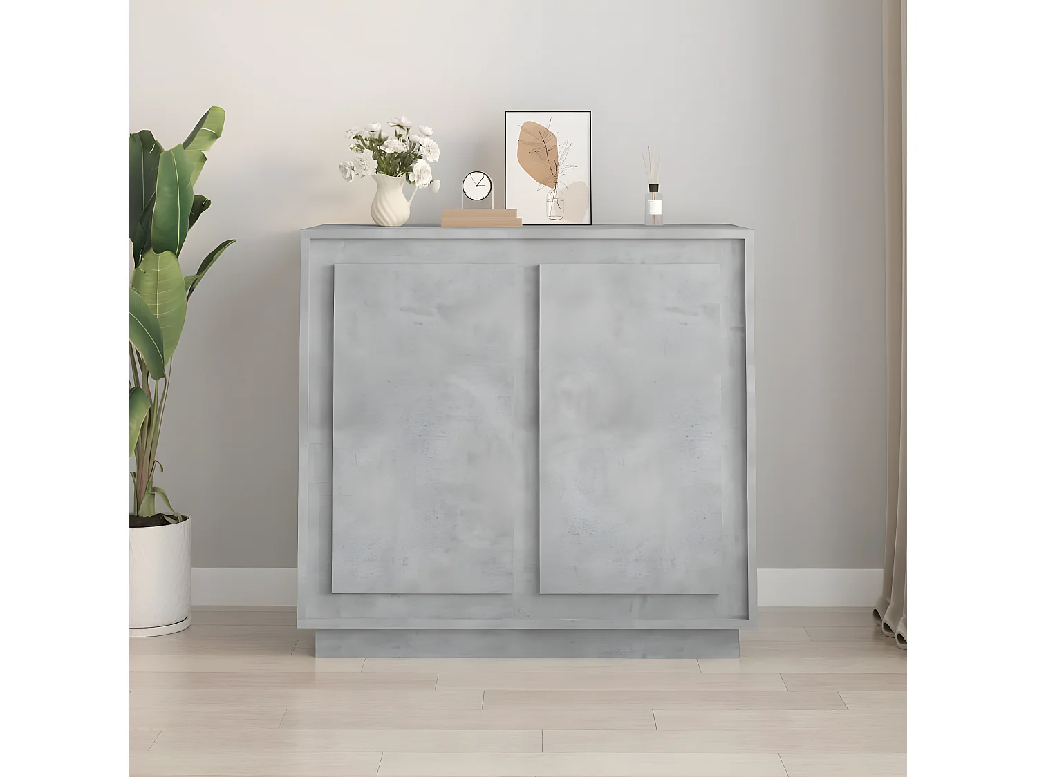 Sideboard Lowboard - Betongrau 80x34x75 cm Holzwerkstoff -RM91626