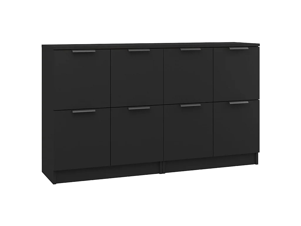 Sideboards Schwarz im 2er-Set Anrichten 60x30x70 cm Holzwerkstoff -RM33302