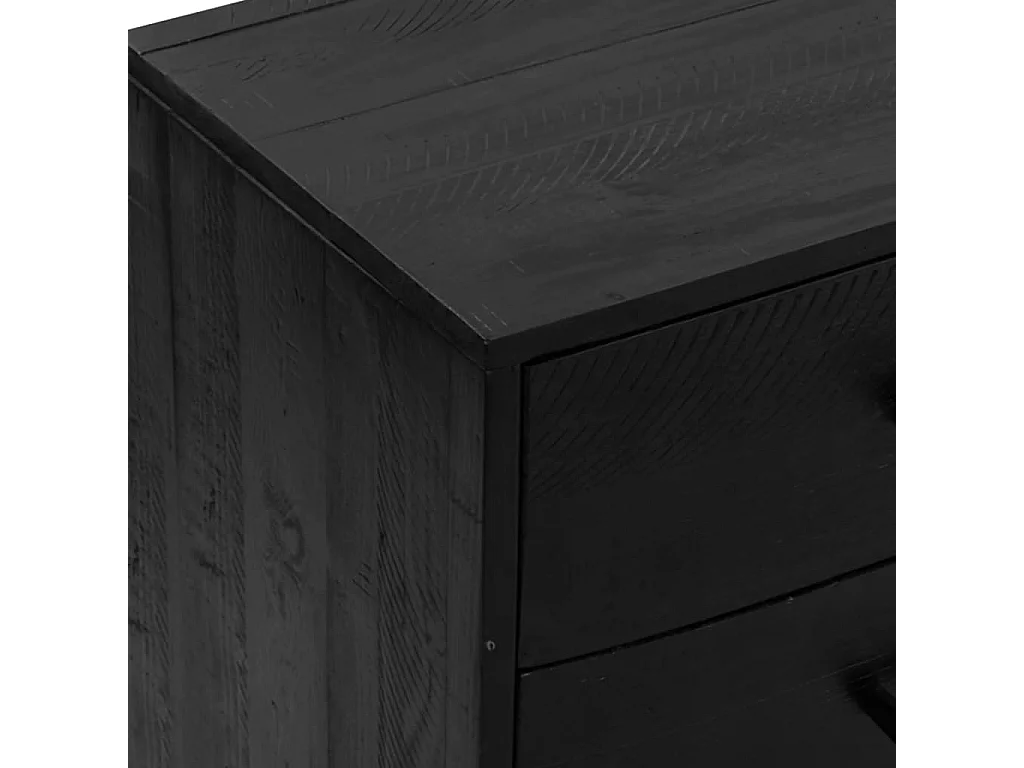 Sideboard Schwarz Anrichte 110x35x70 cm Massivholz Kiefer -RM65386