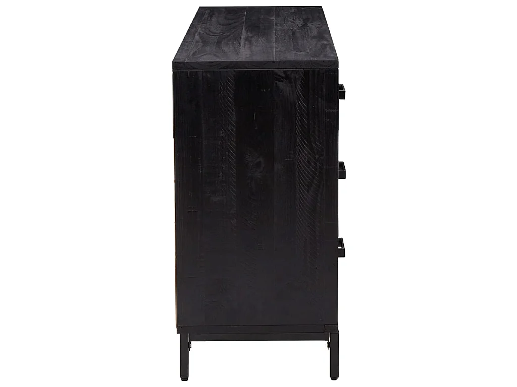 Sideboard Schwarz Anrichte 110x35x70 cm Massivholz Kiefer -RM65386