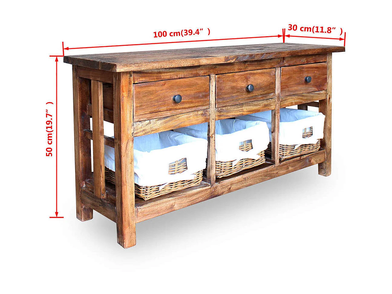 Sideboard Lowboard - Altholz Massiv 100 x 30 x 50 cm -RM26201