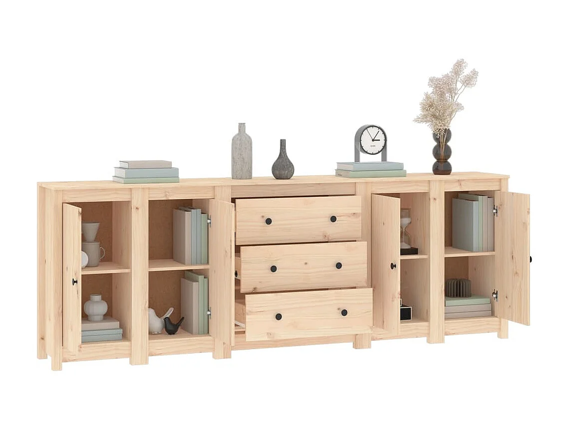 Sideboard Anrichte - 230x35x80 cm Massivholz Kiefer -RM89537