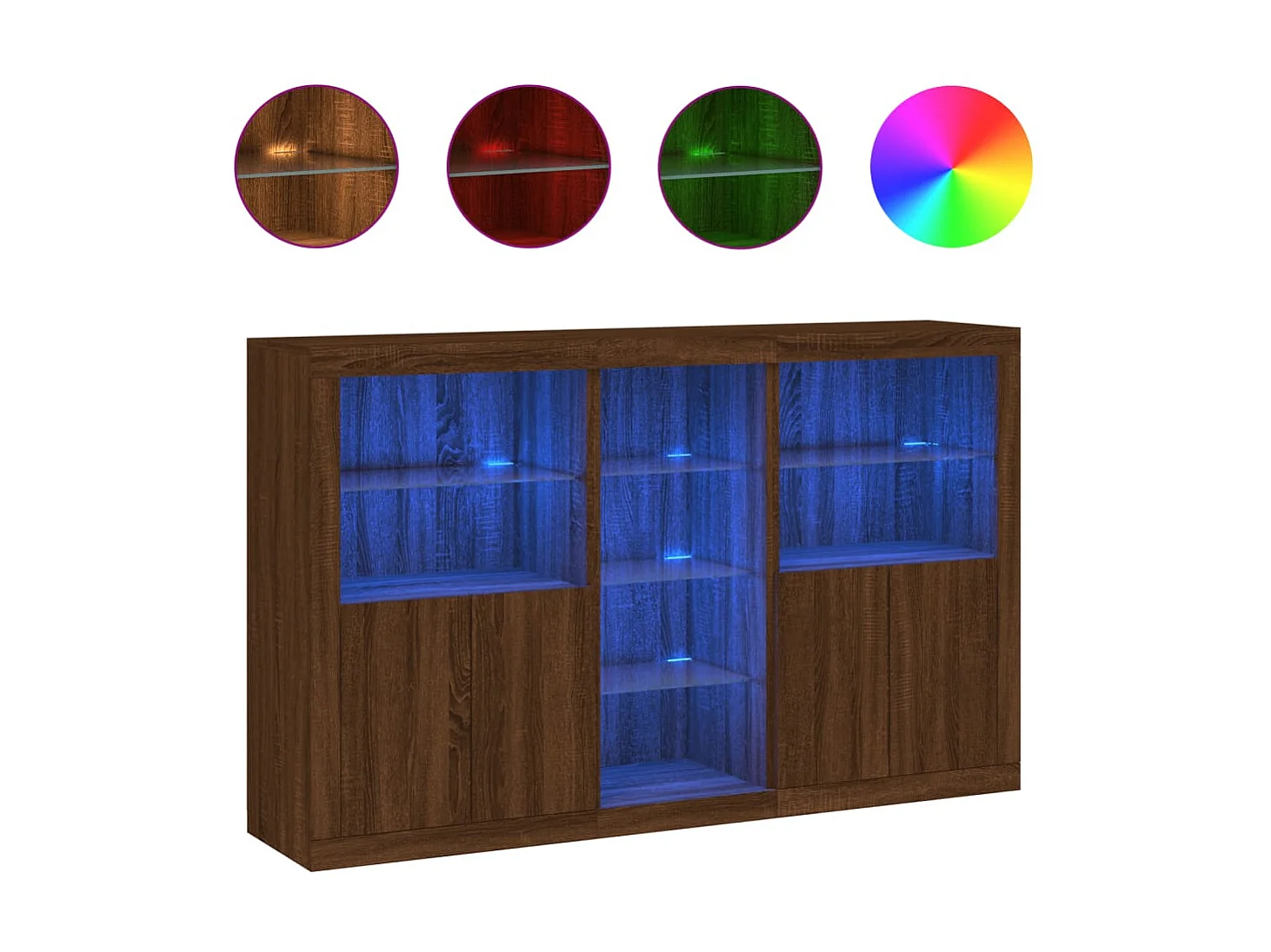 Sideboard Braun Anrichte mit LED-Leuchten Eichen-Optik 162x37x100 cm -RM47604