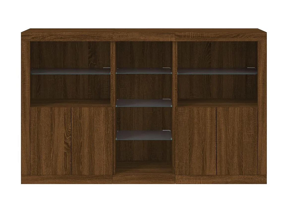 Sideboard Braun Anrichte mit LED-Leuchten Eichen-Optik 162x37x100 cm -RM47604