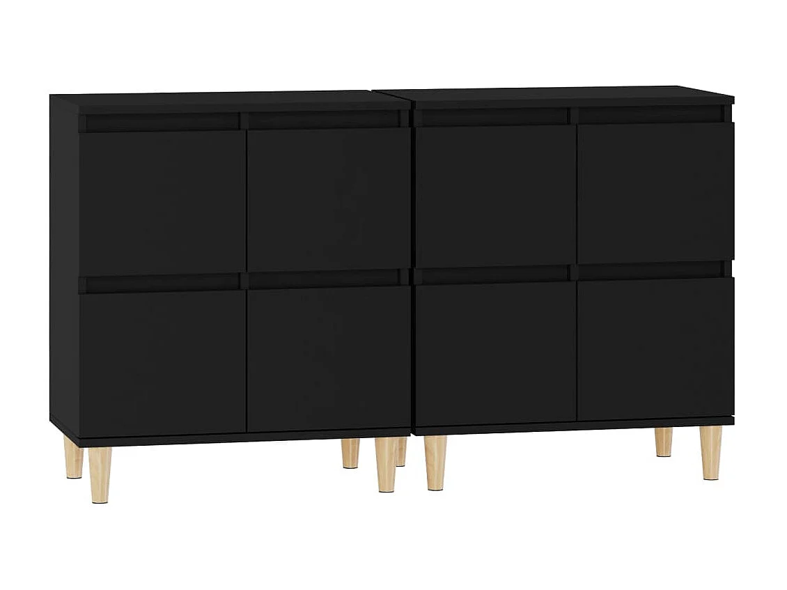 Sideboards Schwarz im 2er-Set Anrichten 60x35x70 cm Holzwerkstoff -RM81738