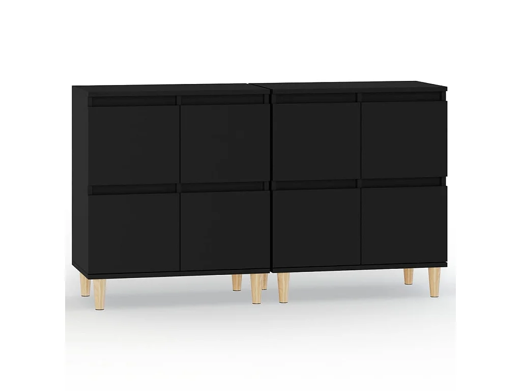 Sideboards Schwarz im 2er-Set Anrichten 60x35x70 cm Holzwerkstoff -RM81738