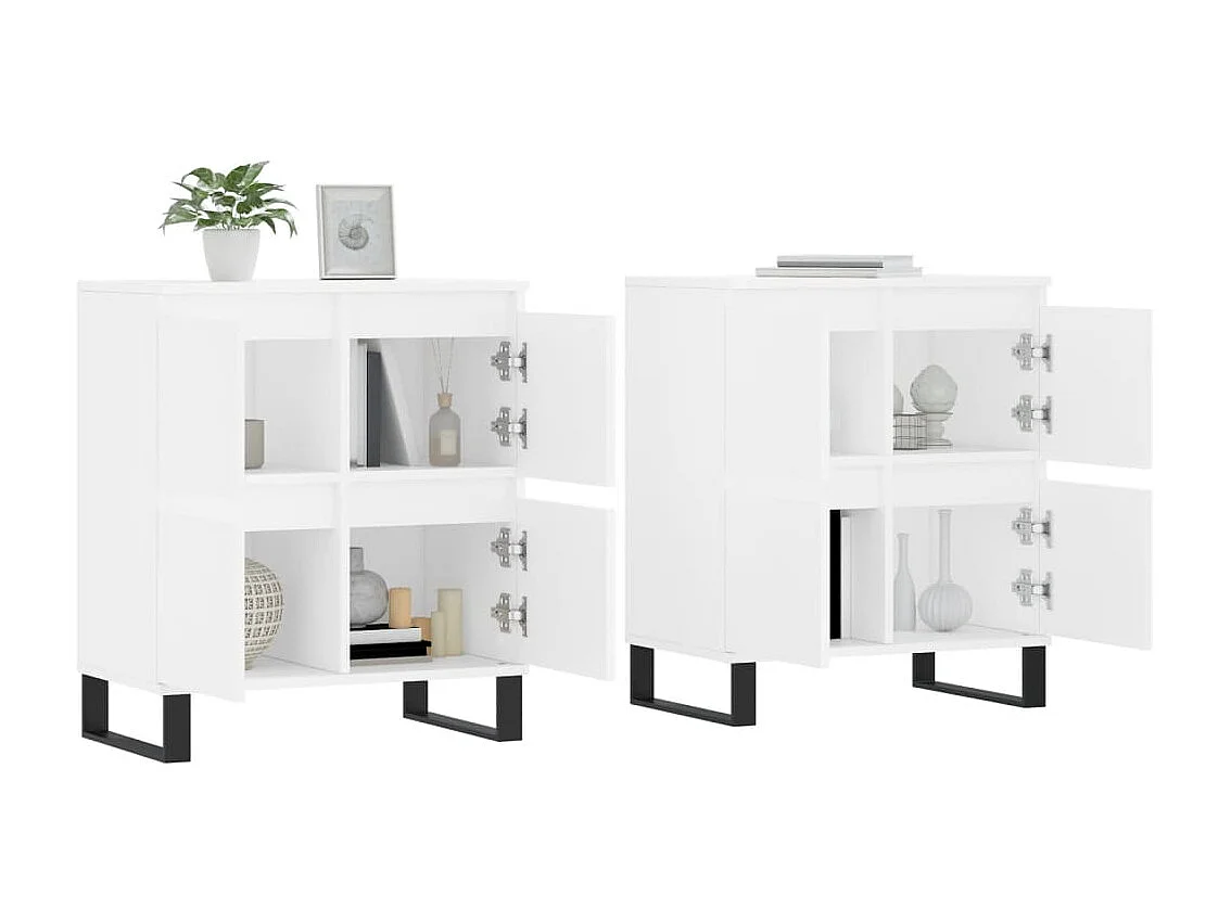 Sideboards im 2er-Set Lowboards Weiß Holzwerkstoff -RM76829