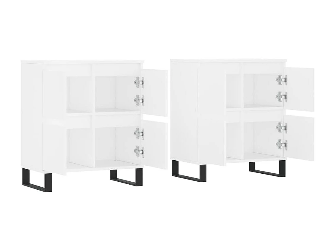 Sideboards im 2er-Set Lowboards Weiß Holzwerkstoff -RM76829