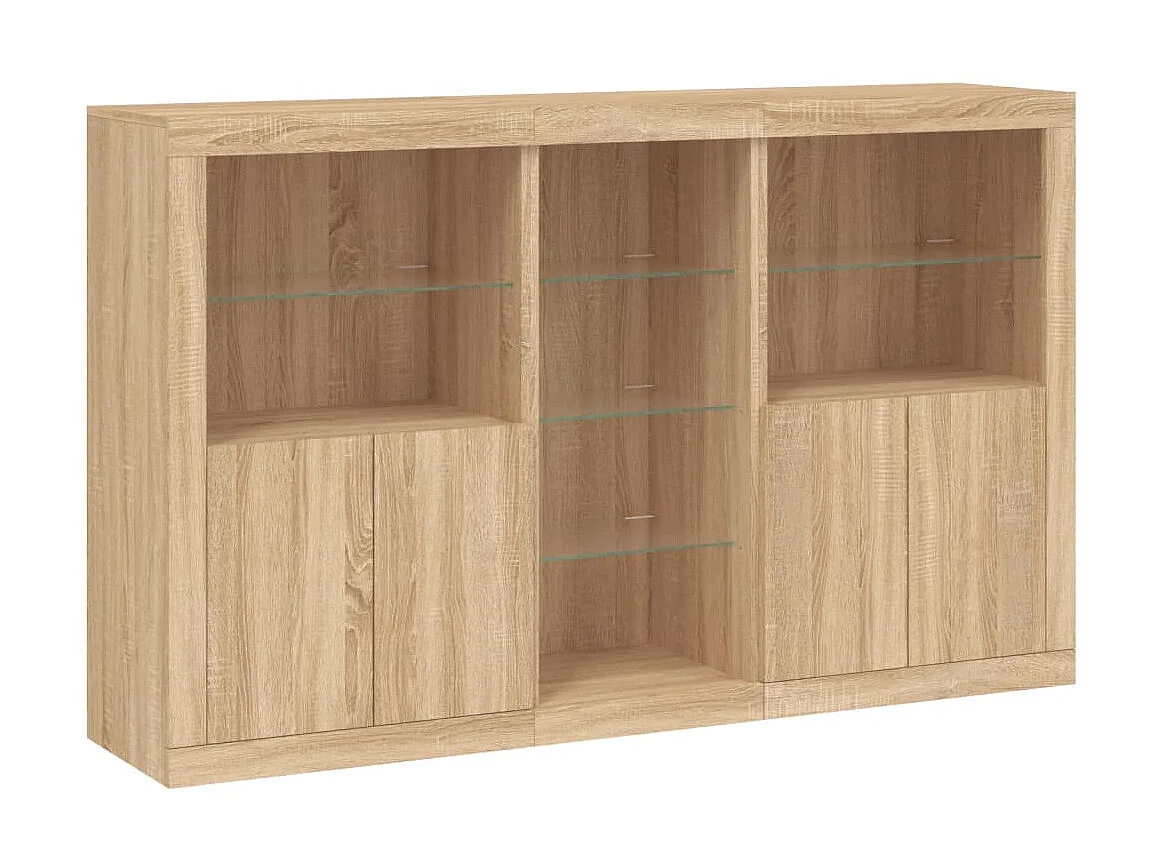 Sideboard mit LED-Leuchten Anrichte Sonoma-Eiche 162x37x100 cm -RM60107