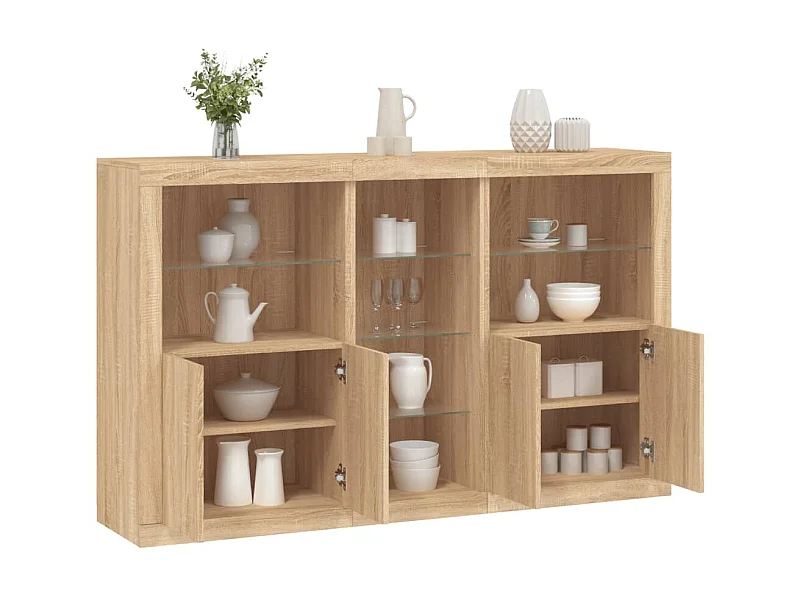 Sideboard mit LED-Leuchten Anrichte Sonoma-Eiche 162x37x100 cm -RM60107