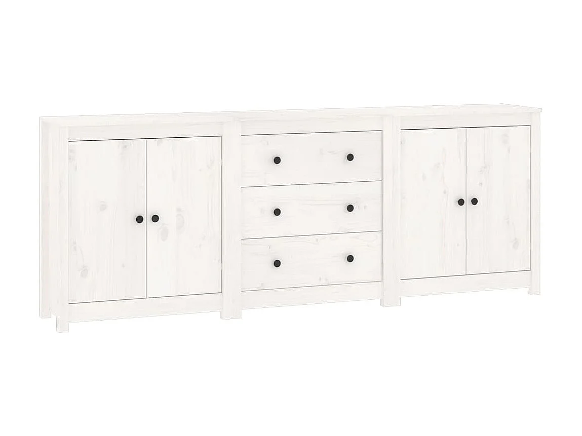 Sideboard Weiß Anrichte 210x35x80 cm Massivholz Kiefer -RM74983