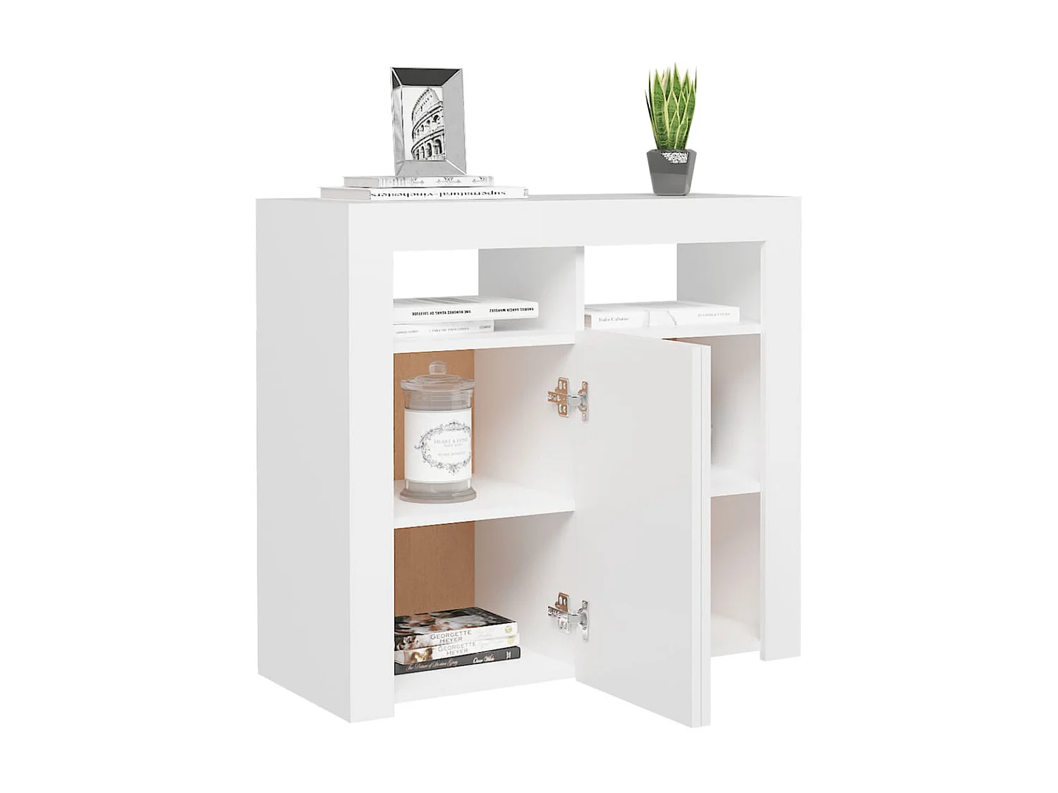 Sideboard mit LED-Leuchten Anrichte Weiß 80x35x75 cm -RM44181
