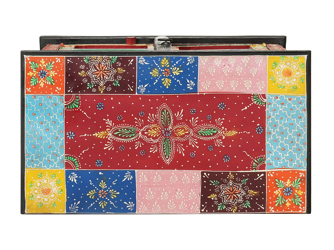 Sideboard Lowboard - Handbemalt mit Türen 53x30x75 cm Massivholz Mango -RM90375