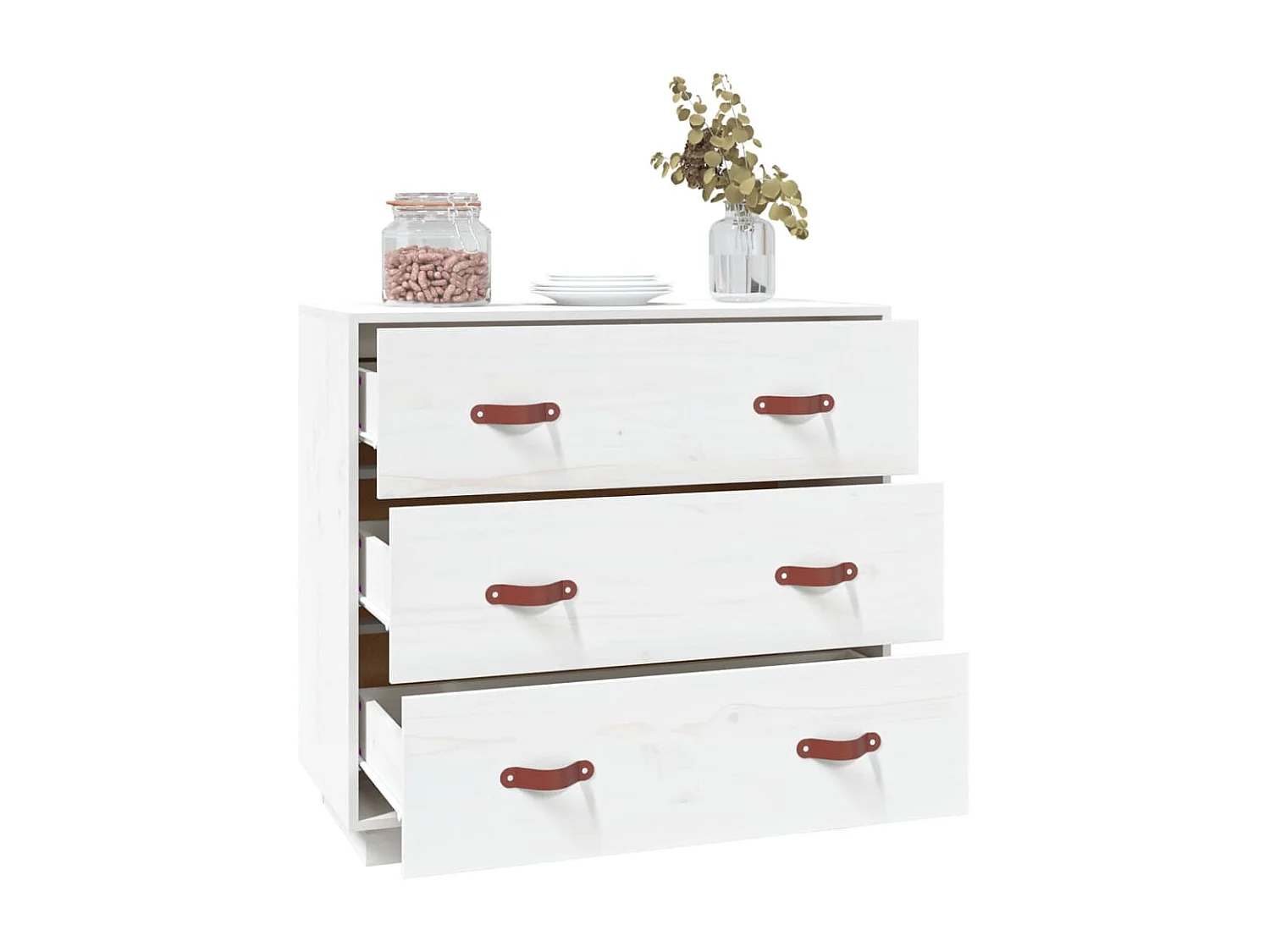 Sideboard Weiß Anrichte 80x40x75 cm Massivholz Kiefer -RM69676