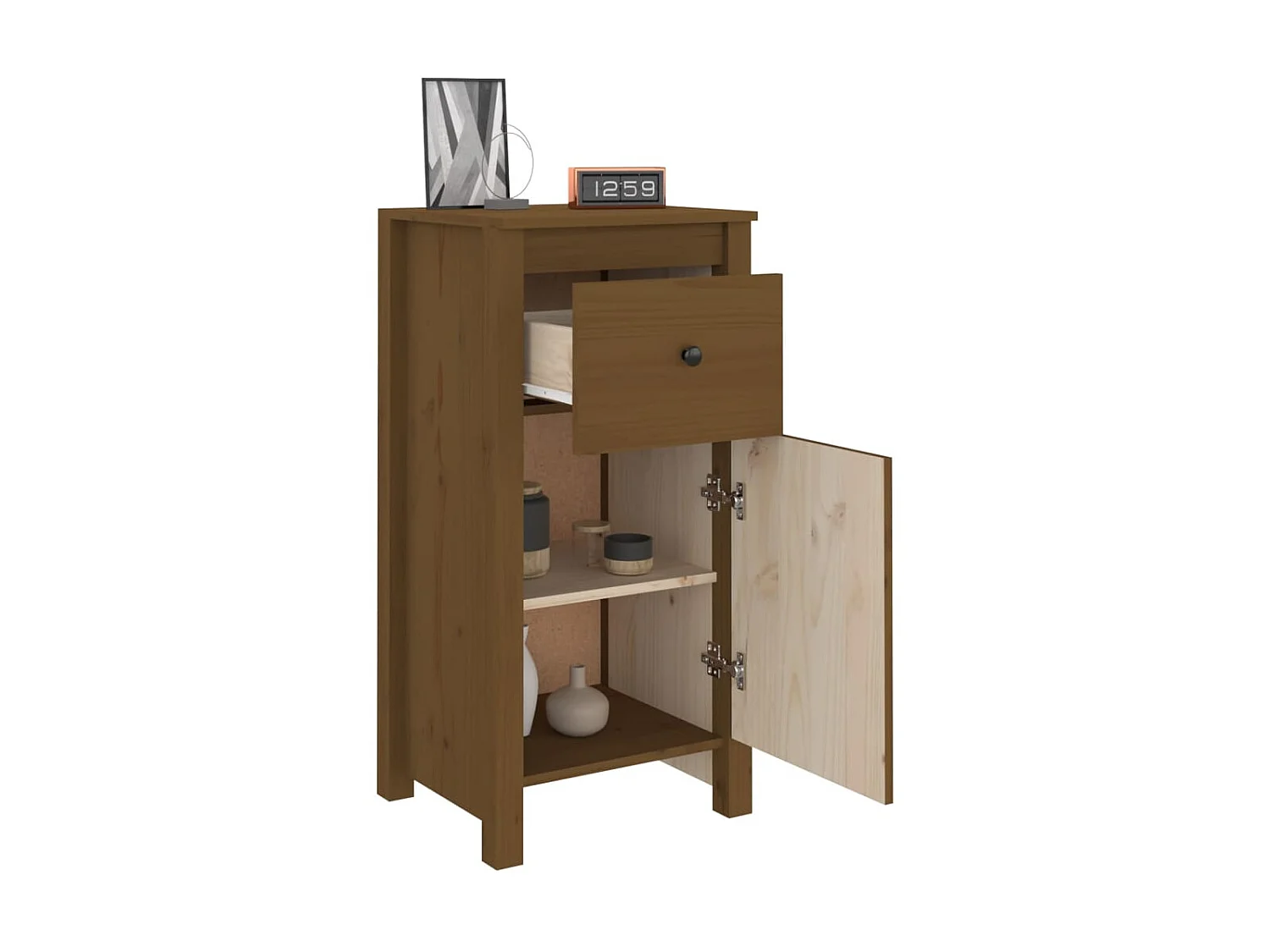 Sideboards im 2er-Set Lowboards Honigbraun 40x35x80 cm Massivholz Kiefer -RM80692