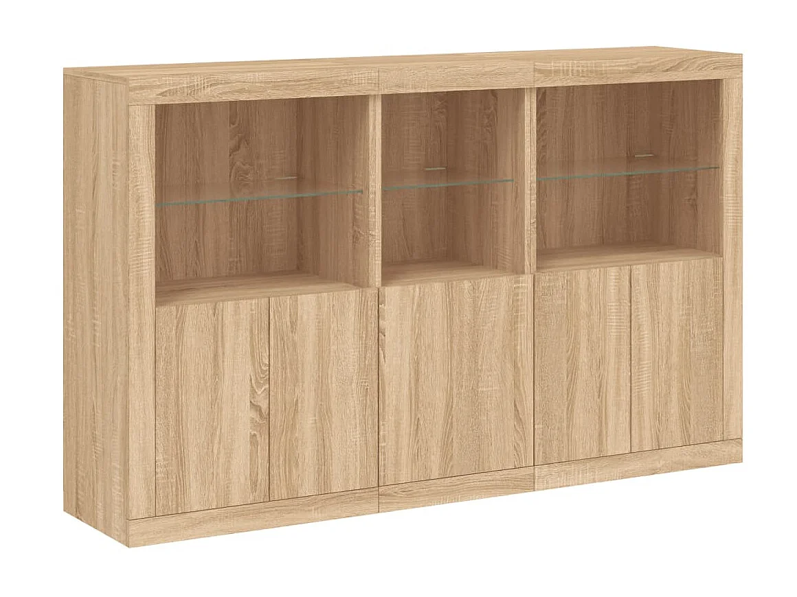 Sideboard mit LED-Leuchten Anrichte Sonoma-Eiche 162x37x100 cm -RM10445